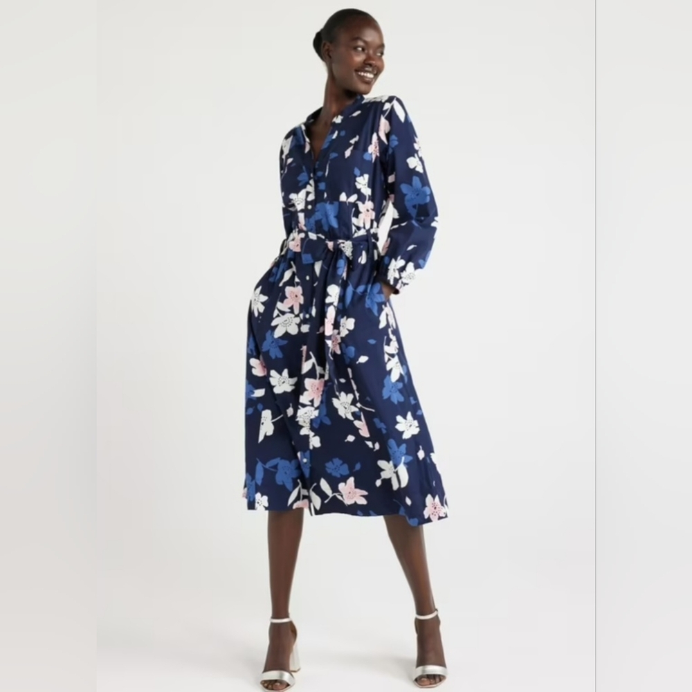 Free Assembly Womens Belted Midi Dress